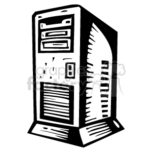 black and white pc tower vector clipart.