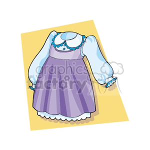 Purple pinafore with a blue shirt with darker blue piping clipart. Commercial use image # 137992