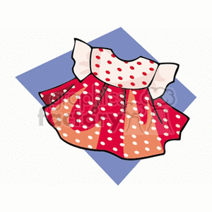 clipart - A red and white polka dotted frilly little dress.