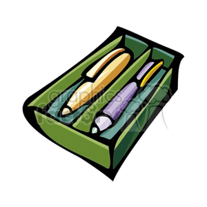 box pen pens pencil pencils pens.gif Clip Art Education back to school pen box set tools supplies 
