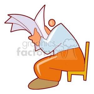 newspaper news newspapers reading reading503.gif Clip Art Education back to school sitting chair researching information pages cartoon