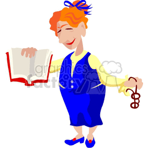 Cartoon teaching reading a book  clipart. Commercial use image # 139299
