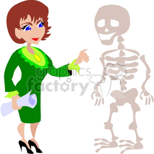 Teacher describing a skeleton
