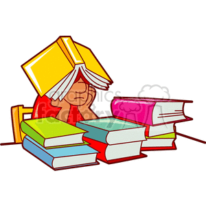 Child reading books clipart. Royalty-free image # 139374