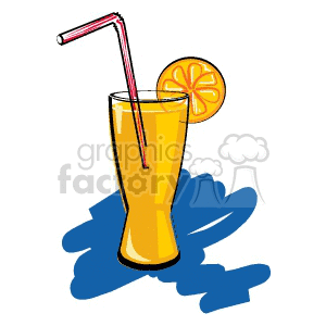   drink drinks glass beverage beverages straw orange oranges slice Clip Art Food-Drink 