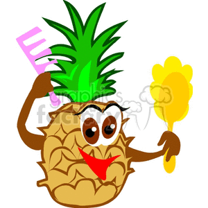  food cartoon pineapple pineapples   fruit013-9-2004 Clip Art Food-Drink character