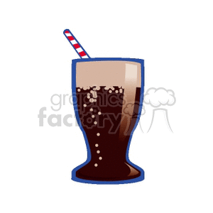 Glass of soda with a straw clipart.