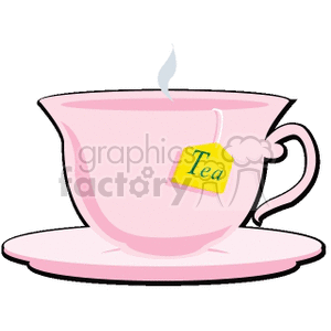   beverage beverages drink drinks cup cups coffee caffeine tea hot steam  TEA01.gif Clip Art Food-Drink Drinks pink