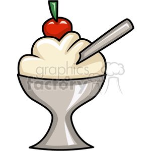 cartoon ice cream sundae with a cherry on top clipart. Royalty-free icon # 141841