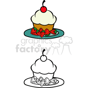 food ice cream sundae cake fruit cherry cherries  PFF0102.gif Clip Art Food-Drink Fruit  cupcake cupcakes cartoon