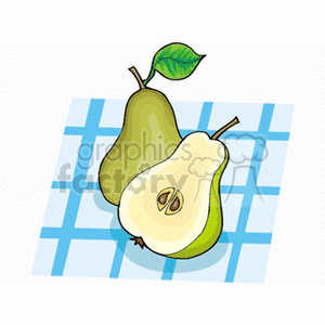 Sliced pear and a whole pear clipart. Commercial use image # 141942
