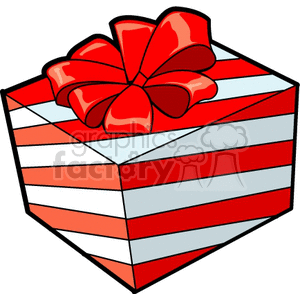 Big Red and White Candie Cane Box with a Red Bow clipart. Commercial use image # 142890