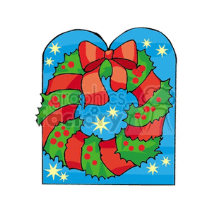 Red and Green Wreath with Ribbon and a Red Bow clipart.