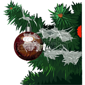Red Ornament Hanging on a Christmas Tree clipart. Commercial use image # 143063