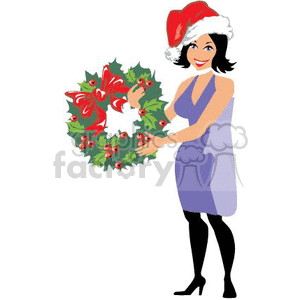  christmas xmas holidays wreath female family greetings decoration decorations   Christmas05-001 Clip Art Holidays Christmas 
