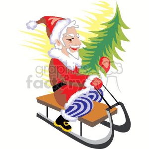  christmas xmas holidays tree santa sleigh   Christmas05-013 Clip Art Holidays Christmas 