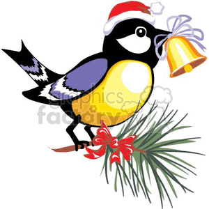  christmas xmas holidays bird birds bell   Christmas05-021 Clip Art Holidays Christmas 