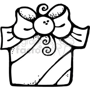 black and white present with a bow on the top  clipart. Royalty-free image # 143835