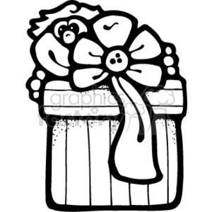 black and white present with a person hiding behind it clipart. Commercial use image # 143841