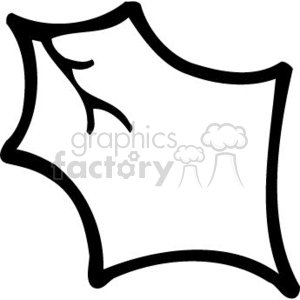 Single Black and White Holly Leaf clipart. Commercial use image # 143851