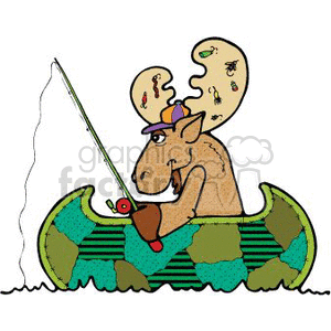 moose in a canoe fishing clipart. Royalty-free image # 143863