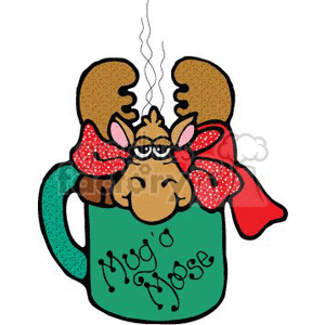 Christmas Xmas Holidays moose   moose011_c Clip Art Holidays Christmas cup cups coffee tea beverage hot steam cartoon funny mug mugs