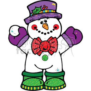 clipart - snowman holding a snowball.
