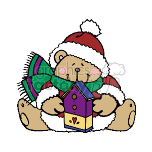   teddy bear bears christmas xmas santa  b_t_bear_2_w_birdhouse.gif Clip Art Holidays Christmas Bears 