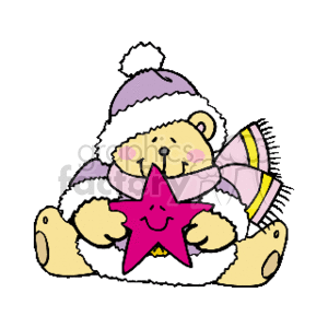 big_teddy_bear1_w_pink_starface clipart. Commercial use image # 144031