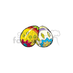   Happy Easter Basket Eggs painted egg  eags.gif Clip Art Holidays Easter two decorative celebrate red blue yellow white