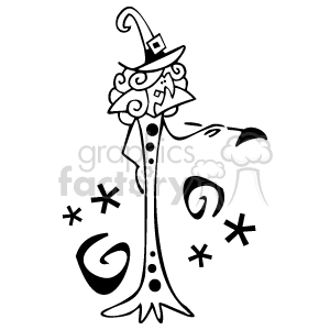 black and white whimsical witch clipart. Commercial use image # 144773