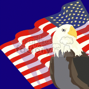 clipart - American flag with bald eagle.