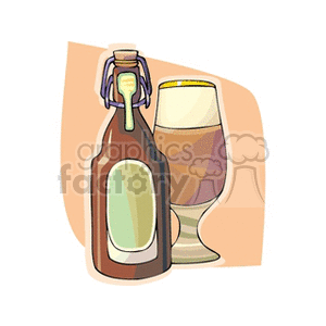 Beer bottle with tall glass of beer clipart. Commercial use image # 145268