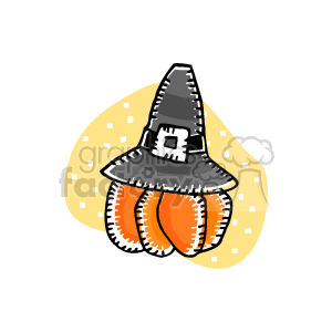 pumpkin wearing a pilgrim hat clipart. Commercial use image # 145493