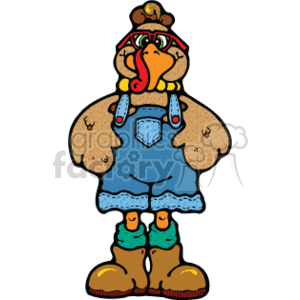 Turkey wearing pants and boots clipart. Commercial use image # 145598