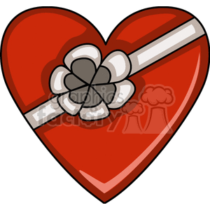Valentines day heart shaped box with white bow clipart.