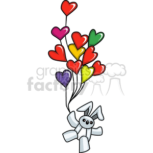 Stuffed bunny holding heart balloons clipart.
