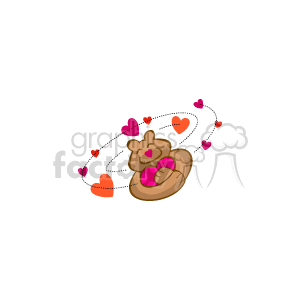 A Brown Bear Holding a Pink Heart Dizzy with Hearts clipart. Commercial use image # 145745