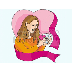 girl ready her Valentines day card clipart. Commercial use image # 145801