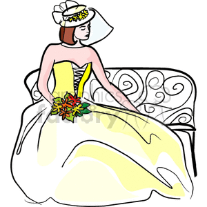 Sitted bride in yellow dress clipart. Royalty-free image # 146099