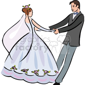 Bride and groom dancing clipart. Royalty-free image # 146192