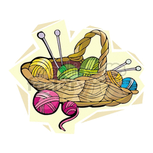 Basket of yarn clipart.