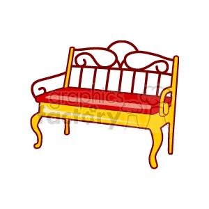 clipart - bench with a red cushion .