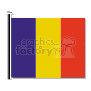 Romania Flag embossed pole clipart. Commercial use image # 148462