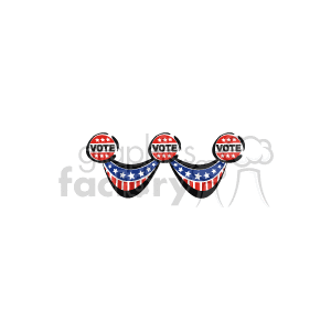Patriotic vote buttons with ribbons clipart.