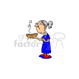 Grandma eating a hotdog dressed patriotically clipart.