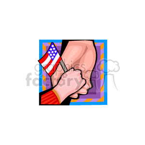 Small child holding a flag clasping an adults hand clipart. Royalty-free image # 149356