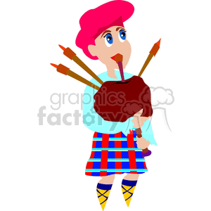 A Person Wearing a Kilt and Pink Flat Cap Playing Bagpipes clipart. Commercial use image # 150304