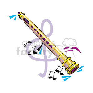 Gold musical flute clipart.