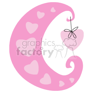pink crescent clipart. Commercial use image # 150788